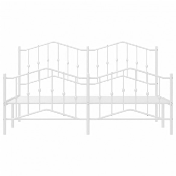 Cadre de lit métal avec tête de lit/pied de lit blanc 160x200cm
