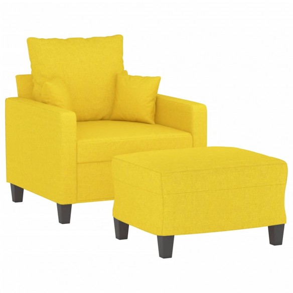 Fauteuil avec repose-pied Jaune clair 60 cm Tissu