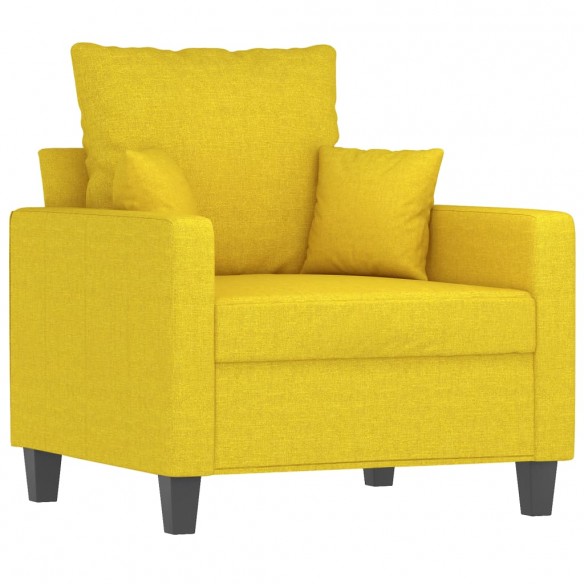 Fauteuil avec repose-pied Jaune clair 60 cm Tissu