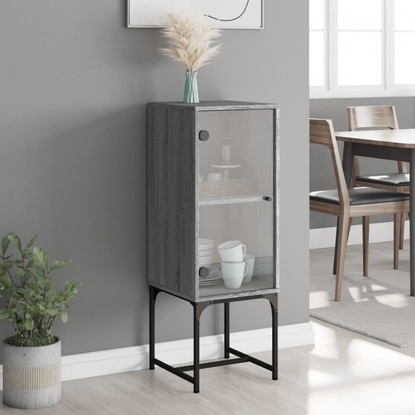 Armoire latérale avec porte en verre sonoma gris 35x37x100 cm