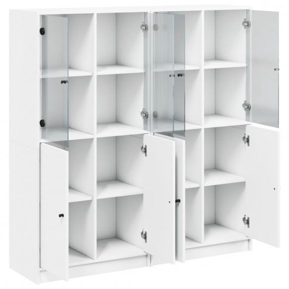 Bibliothèque avec portes blanc 136x37x142 cm bois d'ingénierie