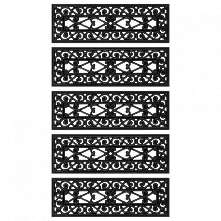 Marches d'escalier 5 pcs 25x75 cm caoutchouc