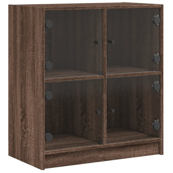 Armoire latérale avec portes en verre chêne marron 68x37x75,5cm