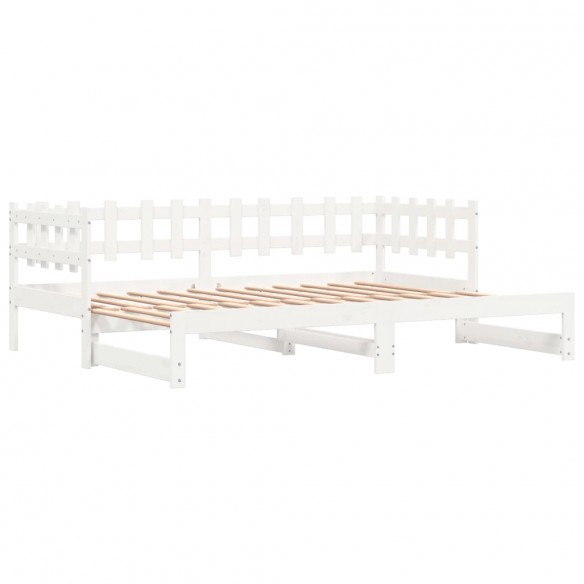 Lit coulissant Blanc 2x(90x190) cm Bois de pin massif