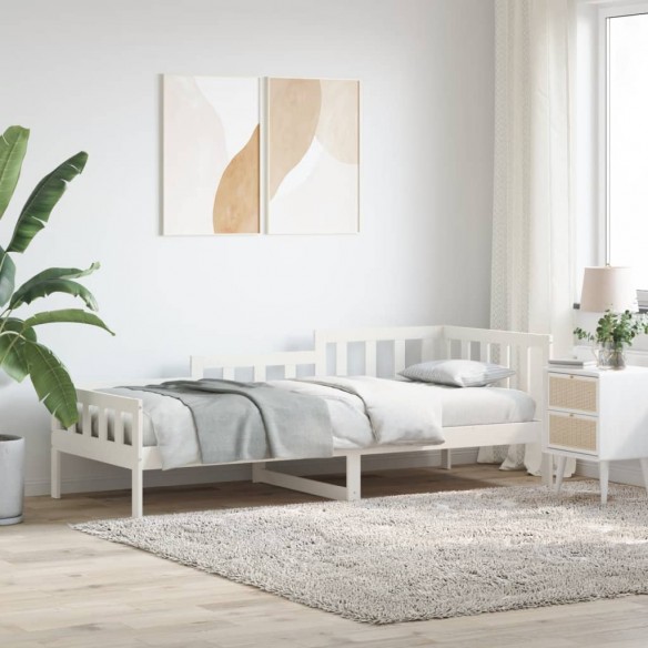 Lit de jour Blanc 90x200 cm Bois de pin massif