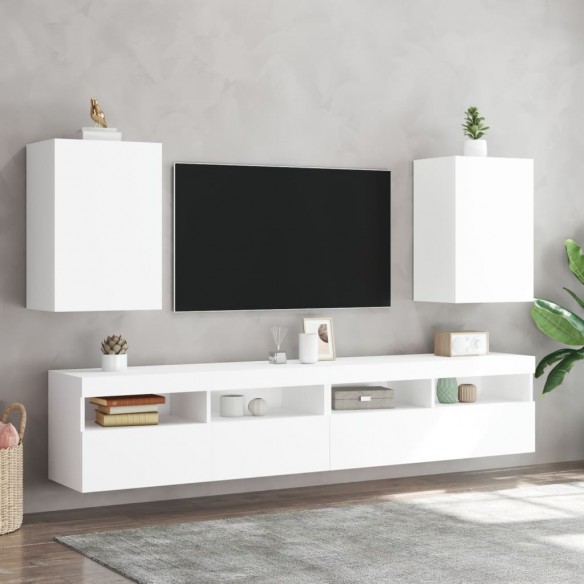 Meubles TV muraux 2 pcs blanc 40,5x30x60 cm bois d'ingénierie
