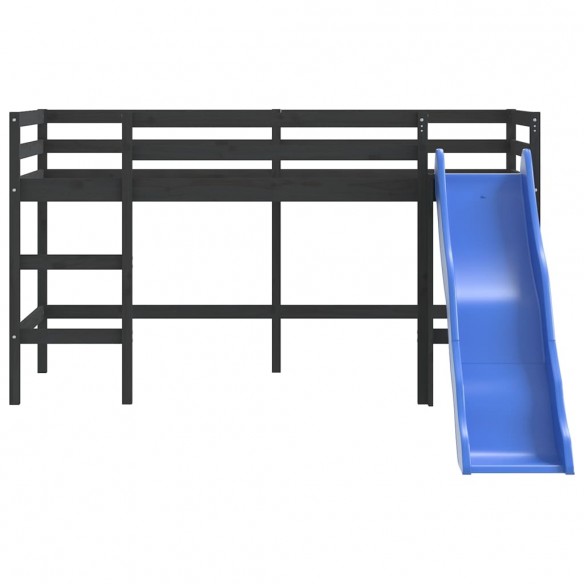 Lit mezzanine enfants toboggan 80x200 cm bois pin massif