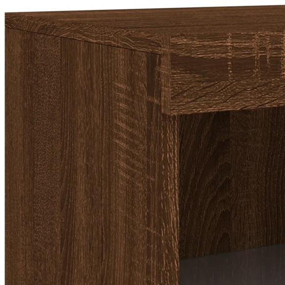 Armoire latérale avec lumières LED chêne marron bois ingénierie