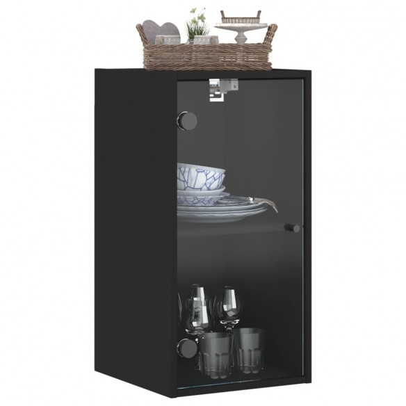 Armoire murale avec portes en verre noir 35x37x68,5 cm