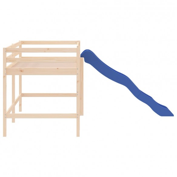 Lit mezzanine enfants toboggan 90x190 cm bois pin massif