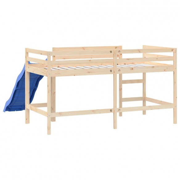 Lit mezzanine enfants toboggan 90x190 cm bois pin massif