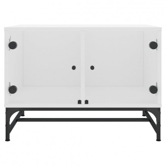 Table basse avec portes en verre blanc 68,5x50x50 cm