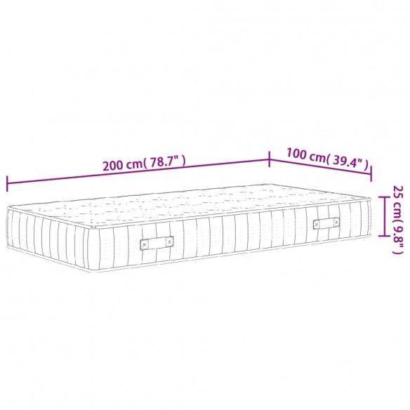 Matelas à ressorts ensachés dureté moyenne 100x200 cm