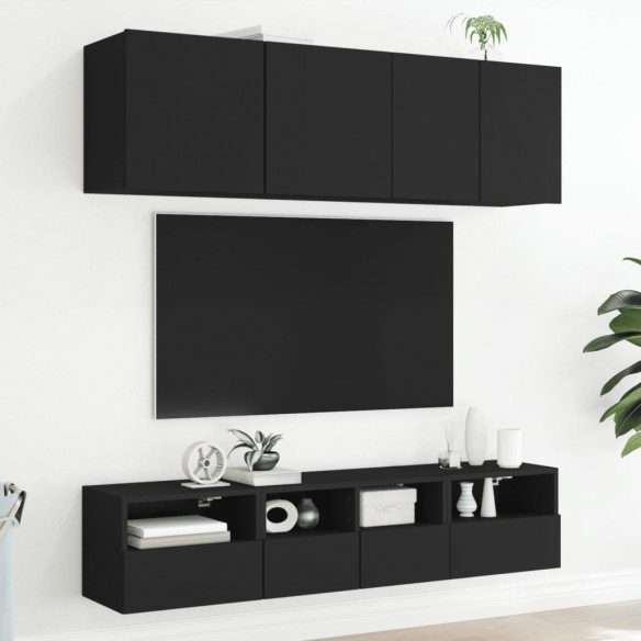 Meuble TV mural noir 40x30x30 cm bois d'ingénierie