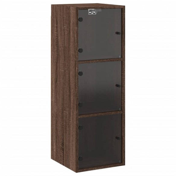 Armoire murale avec portes en verre chêne marron 35x37x100 cm