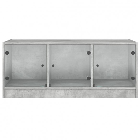 Table basse avec portes en verre gris béton 102x50x42 cm