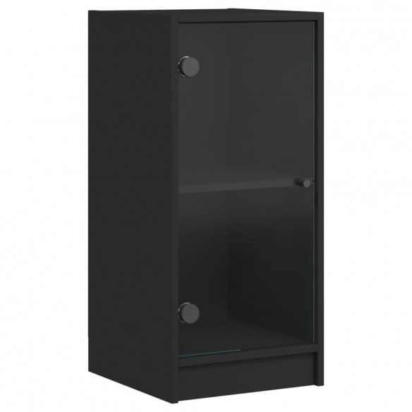 Armoire latérale avec portes en verre noir 35x37x75,5 cm