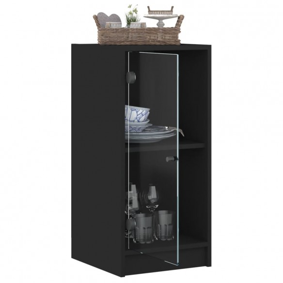 Armoire latérale avec portes en verre noir 35x37x75,5 cm