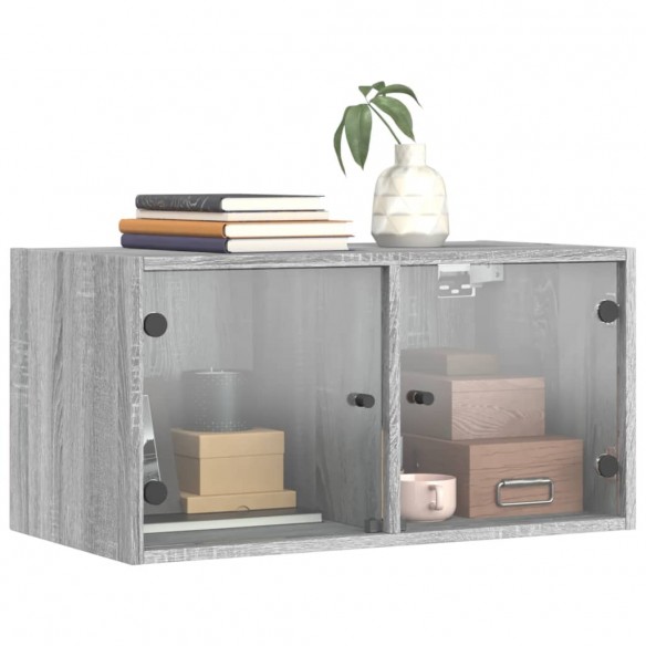 Armoire murale avec portes en verre sonoma gris 68,5x37x35 cm