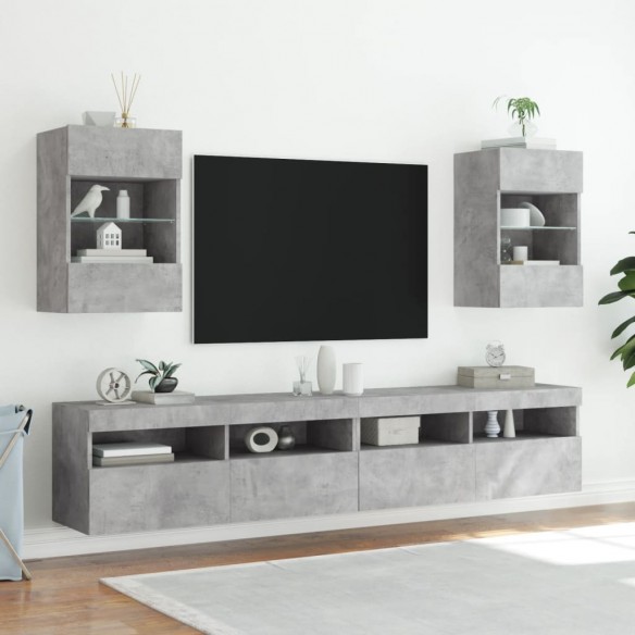 Meuble TV mural avec lumières LED gris béton 40x30x60,5 cm