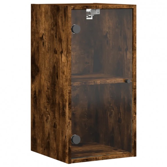 Armoire murale avec portes en verre chêne fumé 35x37x68,5 cm