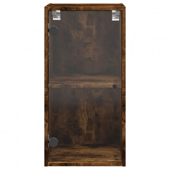 Armoire murale avec portes en verre chêne fumé 35x37x68,5 cm