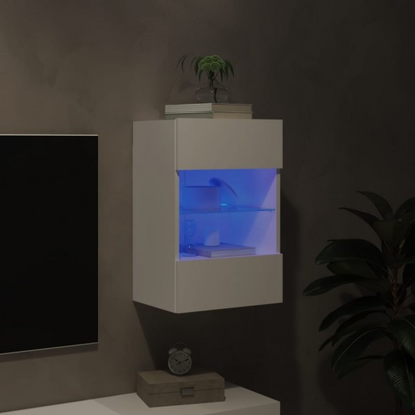 Meuble TV mural avec lumières LED blanc 40x30x60,5 cm
