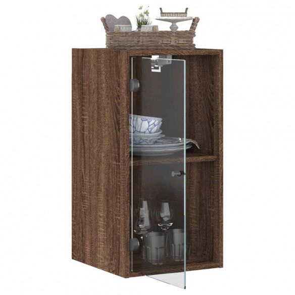 Armoire murale avec portes en verre chêne marron 35x37x68,5 cm