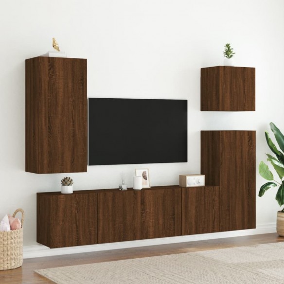 Meuble TV mural chêne marron 40,5x30x90 cm bois d'ingénierie