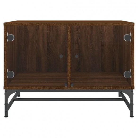 Table basse avec portes en verre chêne marron 68,5x50x50 cm