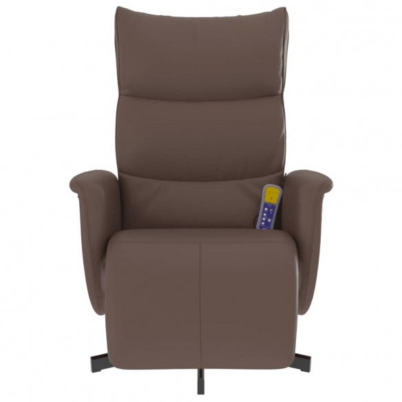 Fauteuil inclinable de massage repose-pieds marron similicuir