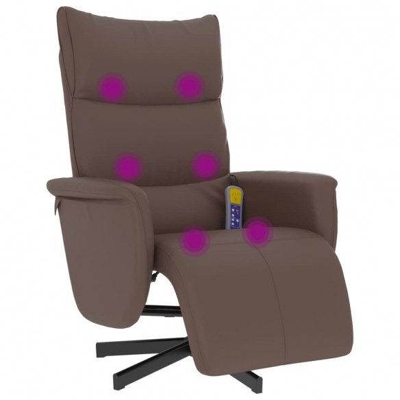 Fauteuil inclinable de massage repose-pieds marron similicuir