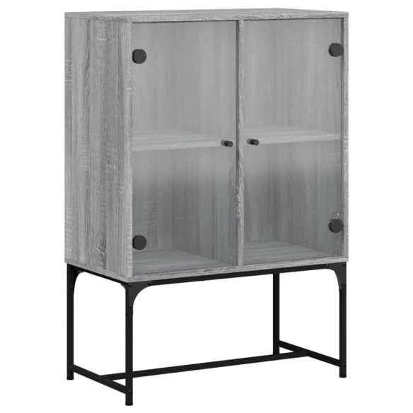 Armoire latérale avec portes en verre sonoma gris 69x37x100 cm