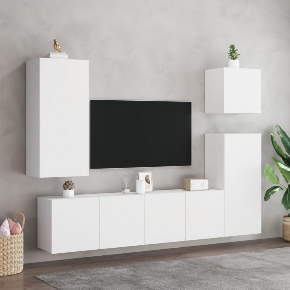 Meuble TV mural blanc 40,5x30x90 cm bois d'ingénierie