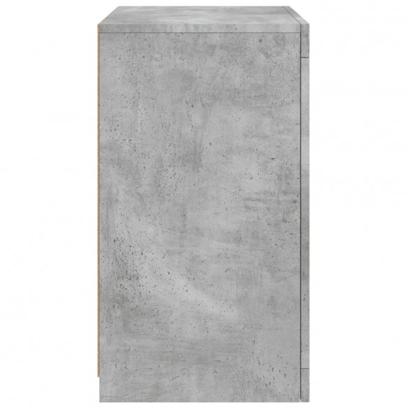 Armoire latérale avec lumières LED gris béton bois d'ingénierie