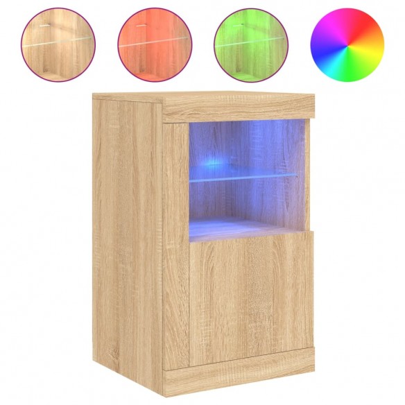 Armoire latérale avec lumières LED chêne sonoma