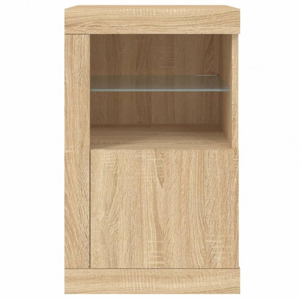 Armoire latérale avec lumières LED chêne sonoma