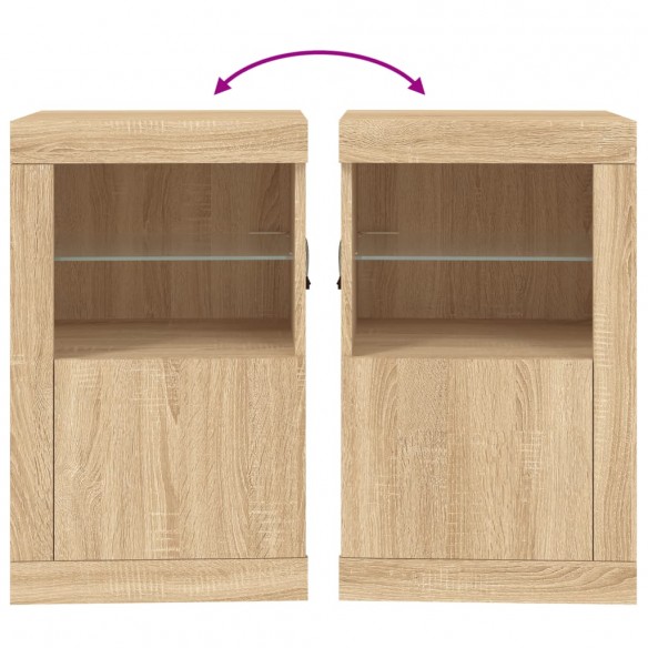 Armoire latérale avec lumières LED chêne sonoma