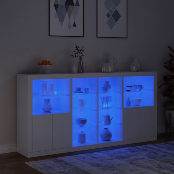 Buffet avec lumières LED blanc 202x37x100 cm