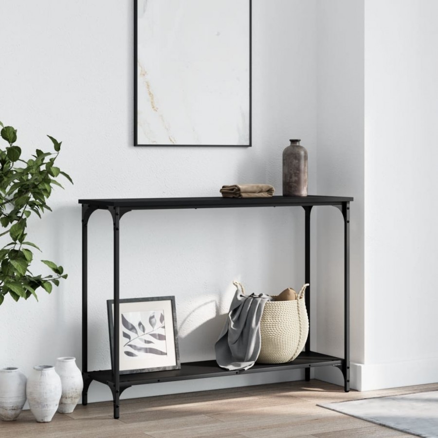 Table console noir 101x30,5x75 cm bois d'ingénierie