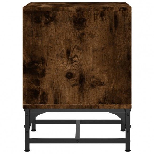 Table de chevet avec porte en verre chêne fumé 35x37x50 cm