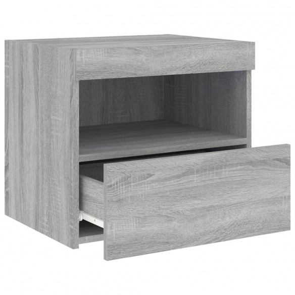 Table de chevet avec lumières LED sonoma gris 50x40x45 cm