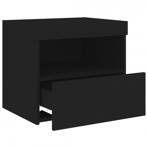 Table de chevet avec lumières LED noir 50x40x45 cm