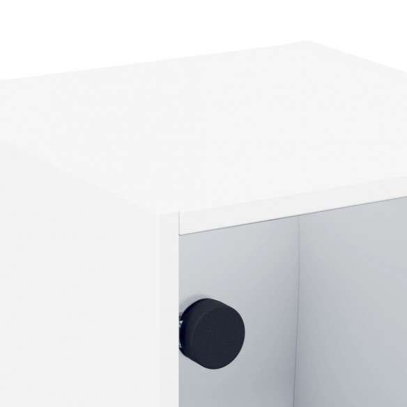 Tables de chevet avec portes en verre 2 pcs blanc 35x37x35 cm