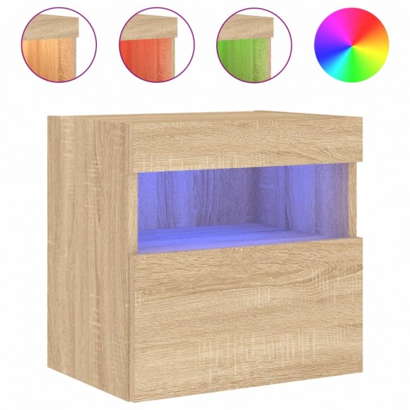 Meubles TV muraux lumières LED 2 pcs chêne sonoma 40x30x40 cm