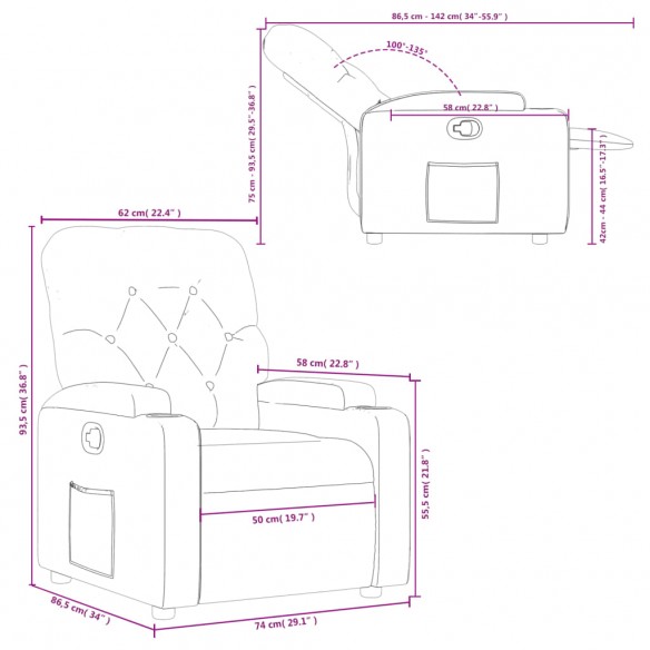 Fauteuil inclinable Gris foncé Tissu