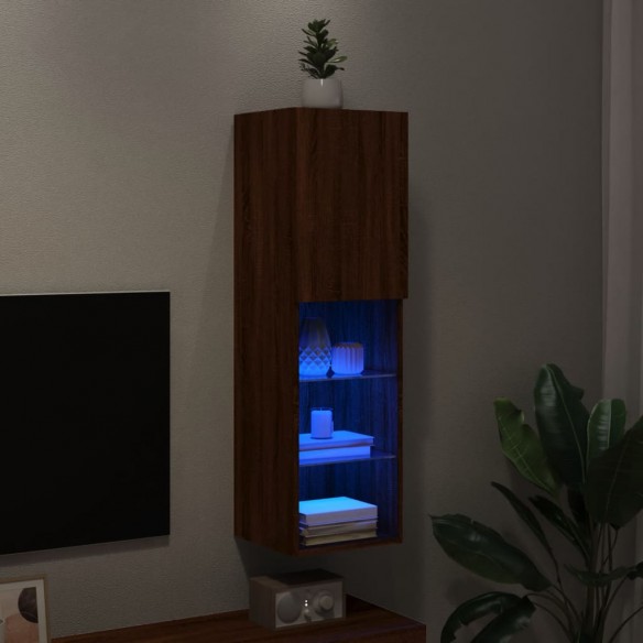Meuble TV avec lumières LED chêne marron 30,5x30x102 cm