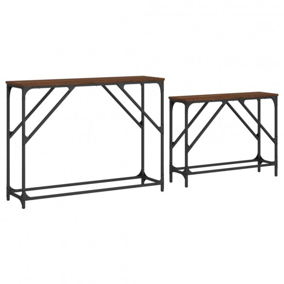 Tables console gigognes 2 pcs chêne marron bois d'ingénierie
