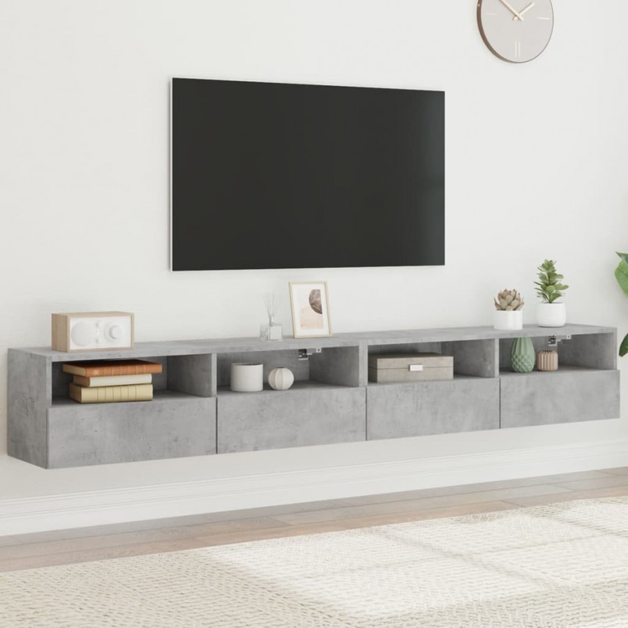 Meubles TV muraux 2pcs gris béton 100x30x30cm bois d'ingénierie