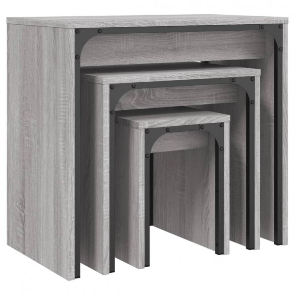 Tables basses gigognes 3 pcs sonoma gris bois d'ingénierie